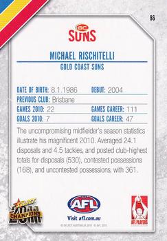 2011 Select AFL Champions #86 Michael Rischitelli Back